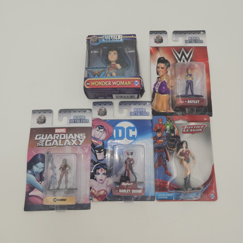 Lot of 5 Jada Toys Nano Metalfigs & Metals Die-Cast Figures Marvel‎ DC WWE New